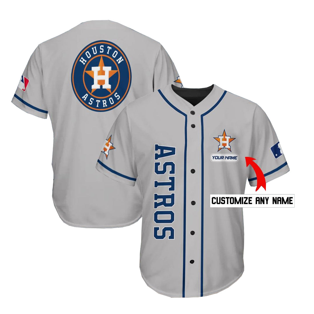 Custom Houston Astros Jersey Personalized Baseball Gray Stitched Jerseys - Main View