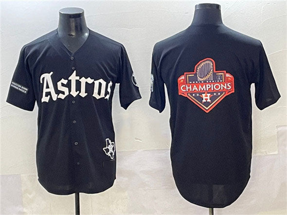 Houston Astros Team Big Logo Black Gothic 'Houston Born Barrio Raised' Limited Stitched Baseball Jerseys - Main View