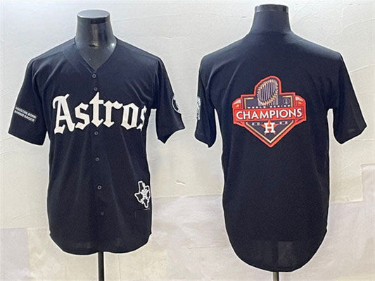 Houston Astros Team Big Logo Black Gothic 'Houston Born Barrio Raised' Limited Stitched Baseball Jerseys - Main View