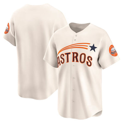 Houston Astros Throwback Cooperstown Collection Limited Jersey - Cream Stitched Baseball Jersey - Main View