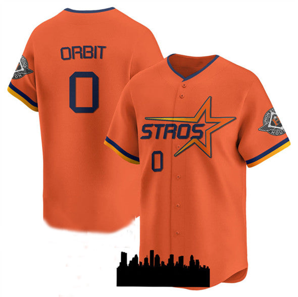 Houston Astros #0 Orbit Orange 2025 City Connect Limited Stitched Baseball Jersey - Main View