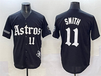 Houston Astros #11 Cam Smith Black Gothic 'Houston Born Barrio Raised' Limited Stitched Baseball Jersey - Main View