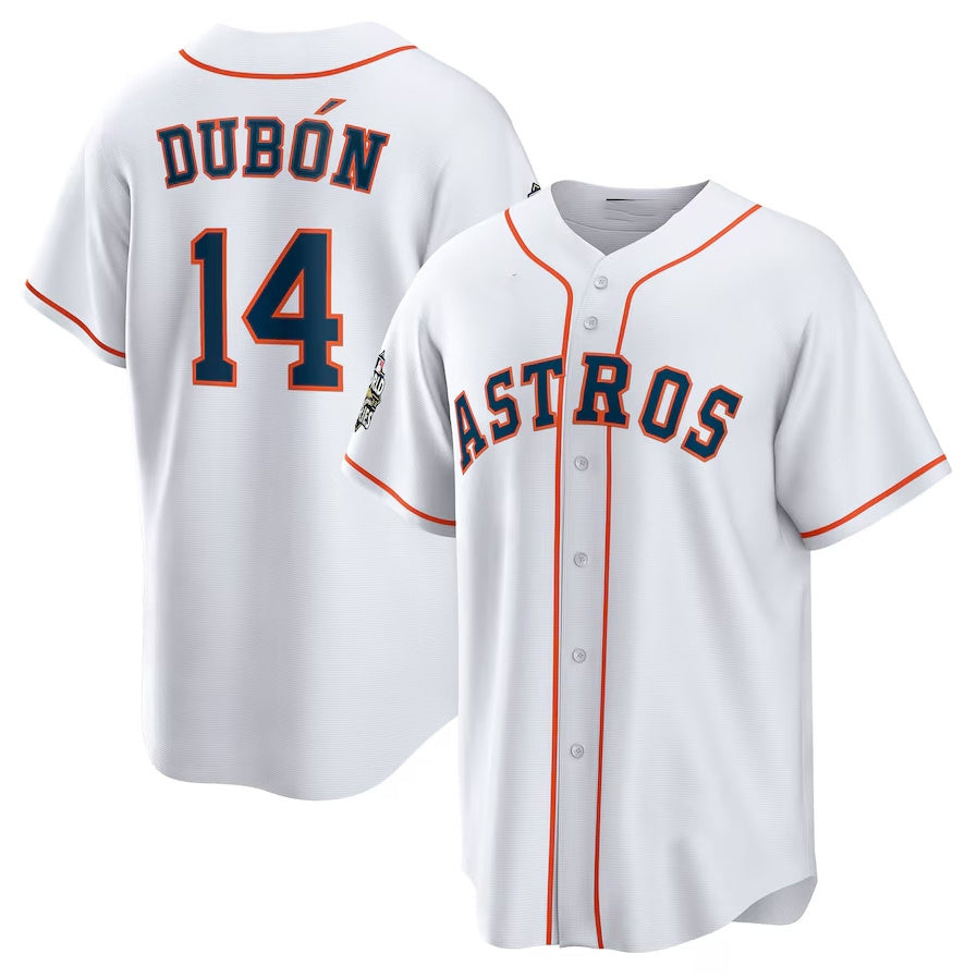 Houston Astros #14 Mauricio Dubón Home Replica Player Jersey - White Stitched Baseball Jersey - Main View