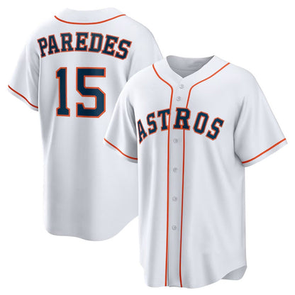 Houston Astros #15 Isaac Paredes Home Replica Jersey - White Stitched Baseball Jersey - Main View