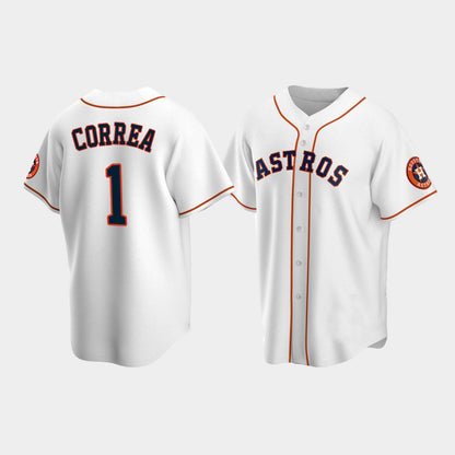 Baseball Houston Astros #1 Carlos Correa White Stitched Jersey - Main View