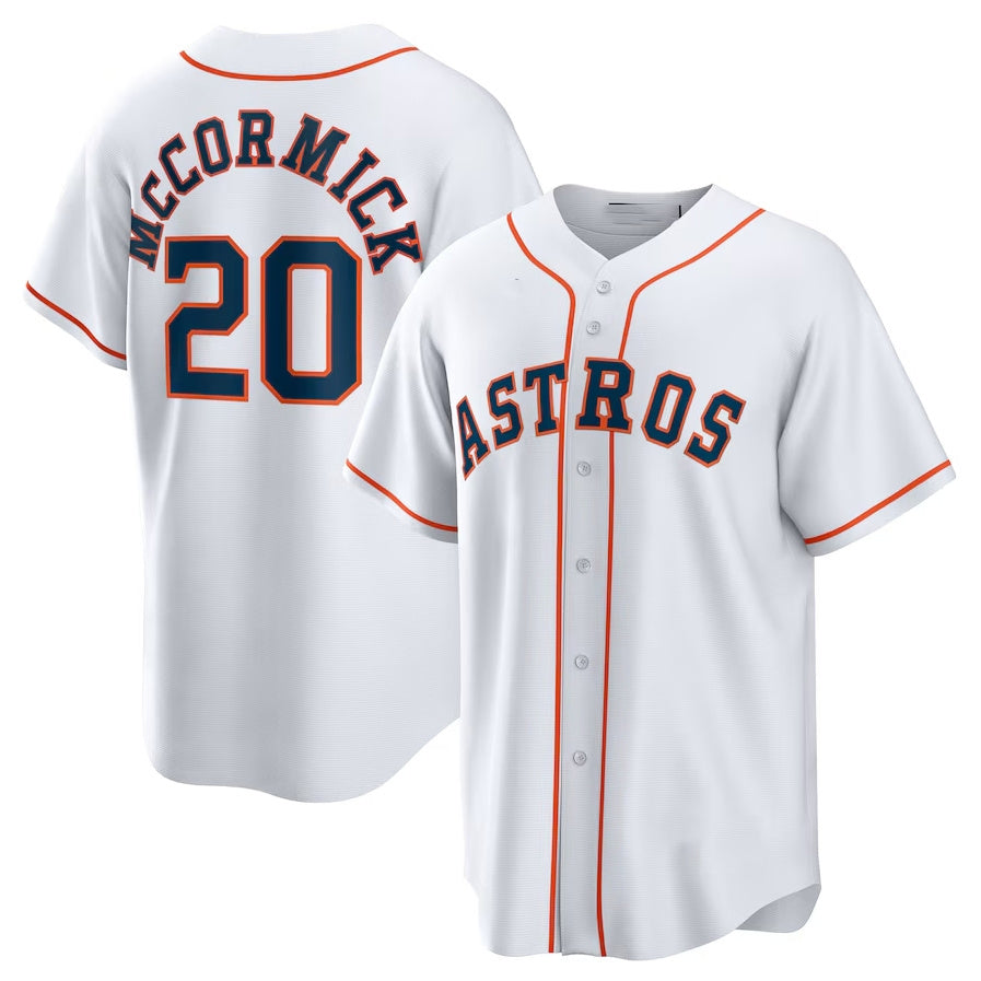 Houston Astros #20 Chas McCormick Home Replica Player Jersey - White Stitched Baseball Jersey - Main View