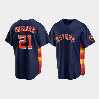 Baseball Houston Astros #21 Zack Greinke Navy Stitched Jersey - Main View