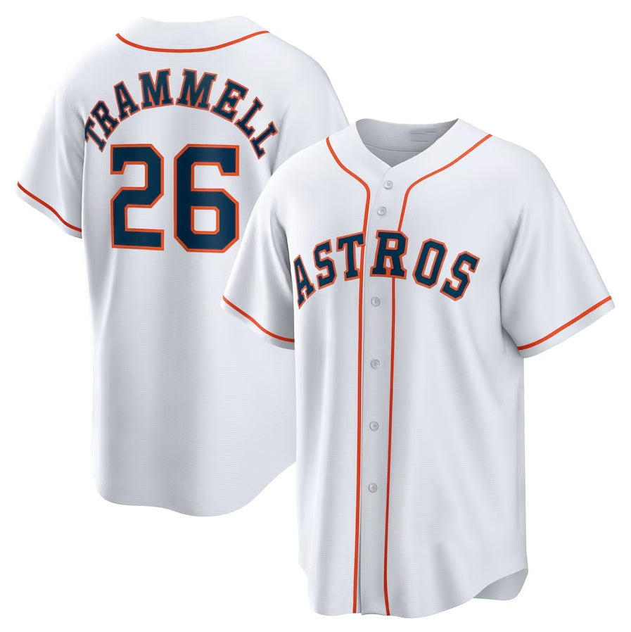 Houston Astros #26 Taylor Trammell Home Replica Jersey - White Stitched Baseball Jersey - Main View
