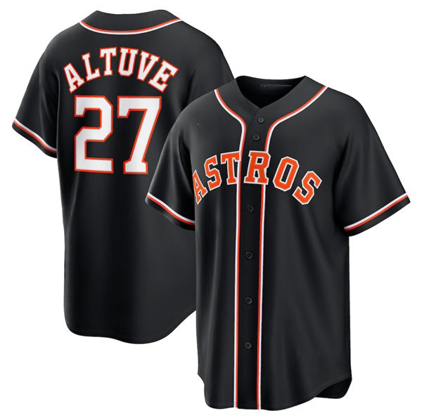 Houston Astros #27 Jose Altuve 2026 Black Out Stitched Baseball Jersey - Main View
