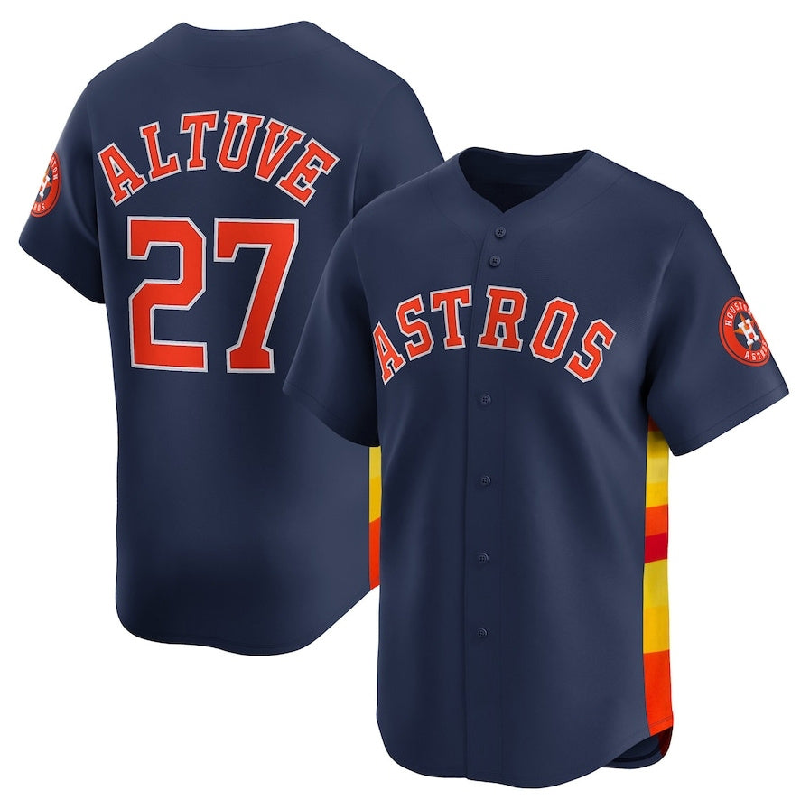 Houston Astros #27 Jose Altuve Alternate Limited Player Jersey - Navy Stitched Baseball Jersey - Main View