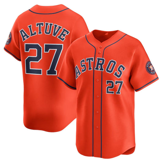 Houston Astros #27 Jose Altuve Alternate Limited Player Jersey - Orange Stitched Baseball Jersey - Main View
