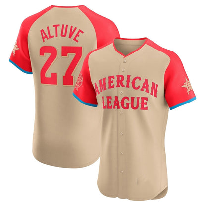 Houston Astros #27 Jose Altuve American League 2024 All-Star Game Elite Player Jersey - Cream Stitched Baseball Jersey - Main View