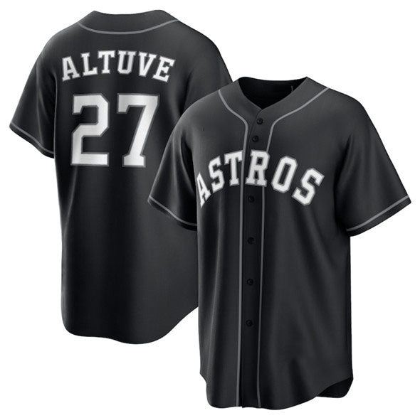 Houston Astros #27 Jose Altuve Black Lights Out Limited Stitched Baseball Jersey - Main View