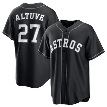 Houston Astros #27 Jose Altuve Black Lights Out Limited Stitched Baseball Jersey - Main View
