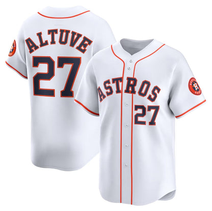 Houston Astros #27 Jose Altuve Home Limited Player Jersey - White Stitched Baseball Jersey - Main View