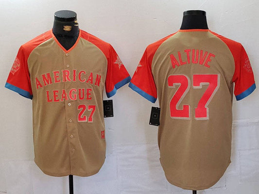 Houston Astros #27 Jose Altuve Number Cream 2024 All Star Limited Stitched Baseball Jerseys - Main View