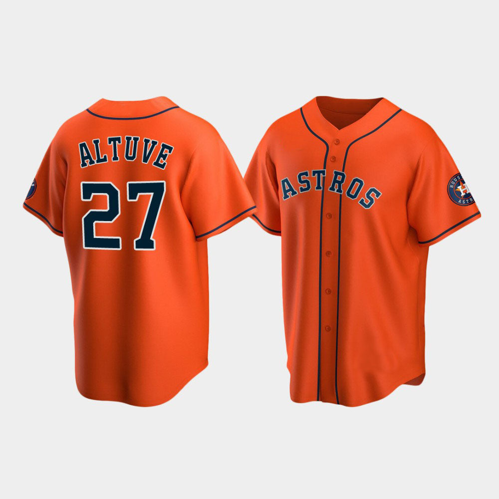 Baseball Houston Astros #27 Jose Altuve Orange Stitched Jersey - Main View
