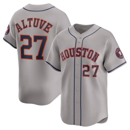 Houston Astros #27 Jose Altuve Road Limited Player Jersey - Gray Stitched Baseball Jersey - Main View