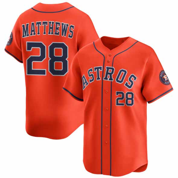 Houston Astros #28 Brice Matthews Orange 2025 Alternate Limited Stitched Baseball Jersey - Main View