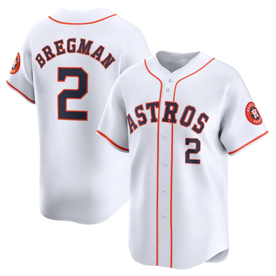 Houston Astros #2 Alex Bregman Home Limited Player Jersey - White Stitched Baseball Jersey - Main View