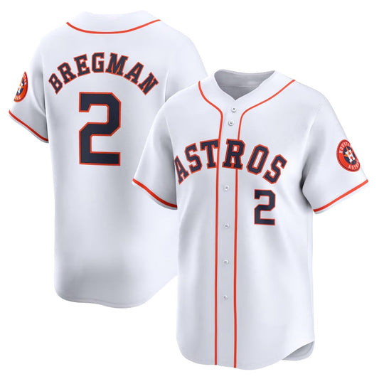 Houston Astros #2 Alex Bregman Home Limited Player Jersey - White Stitched Baseball Jersey - Main View