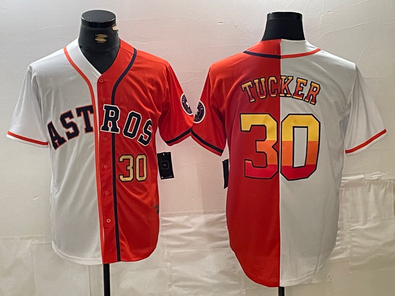 Houston Astros #30 Kyle Tucker White Orange Split Stitched Baseball Jerseys - Main View