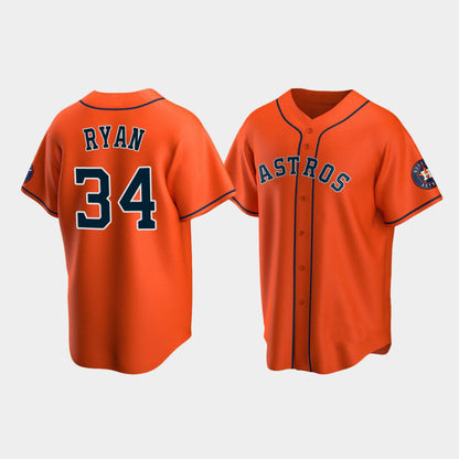 Baseball Houston Astros #34 Nolan Ryan Orange Stitched Jerseys - Main View