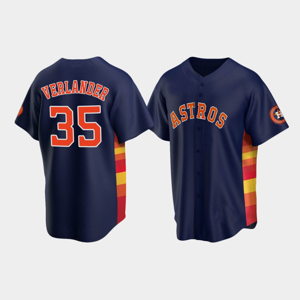 Baseball Houston Astros #35 Justin Verlander Navy Stitched Jerseys - Main View
