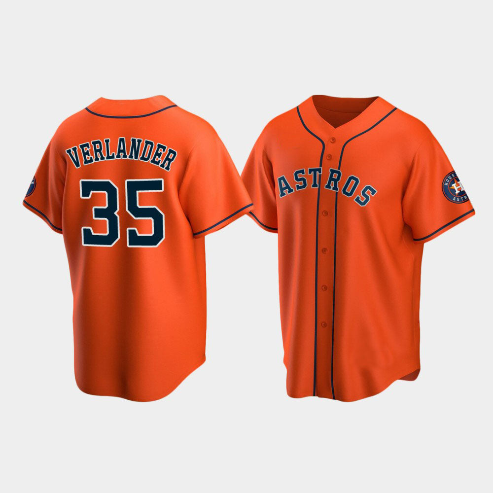Baseball Houston Astros #35 Justin Verlander Orange Stitched Jerseys - Main View