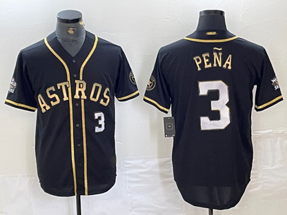 Houston Astros #3 Jeremy Pena Black Gold Player Number Cool Base  Baseball Jersey - Main View