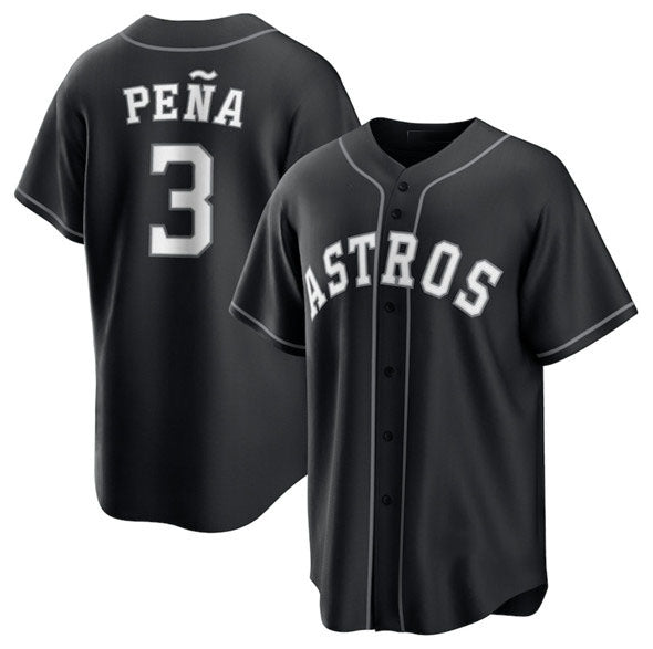 Houston Astros #3 Jeremy Pena Black Lights Out Limited Stitched Baseball Jersey - Main View