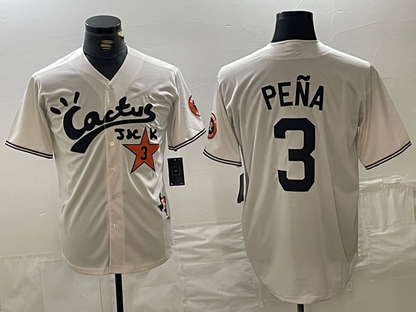 Houston Astros #3 Jeremy Pena Cream Cactus Jack Vapor Premier Stitched Baseball Jersey - Main View