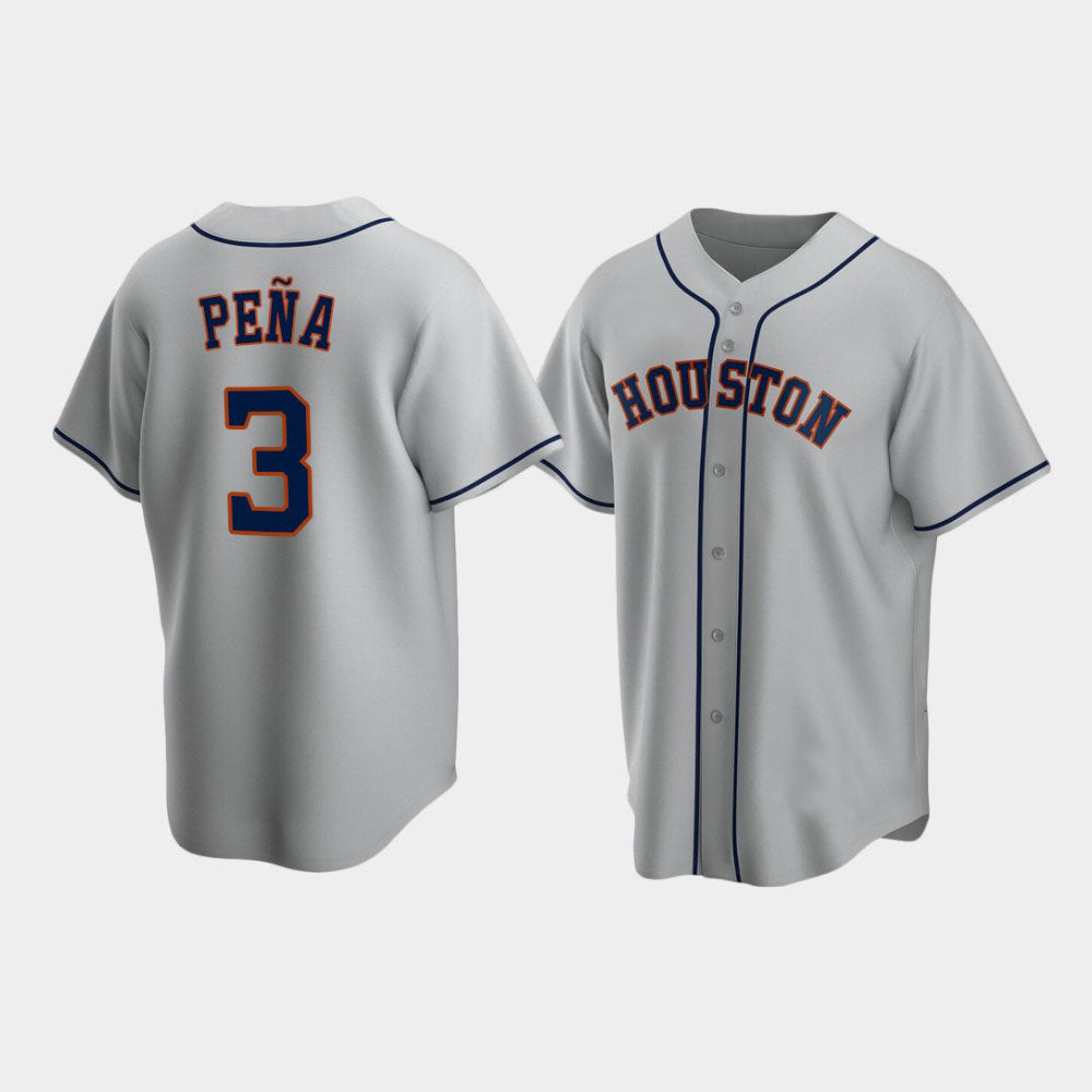 Baseball Houston Astros #3 Jeremy Pena Grey Stitched Jersey - Main View