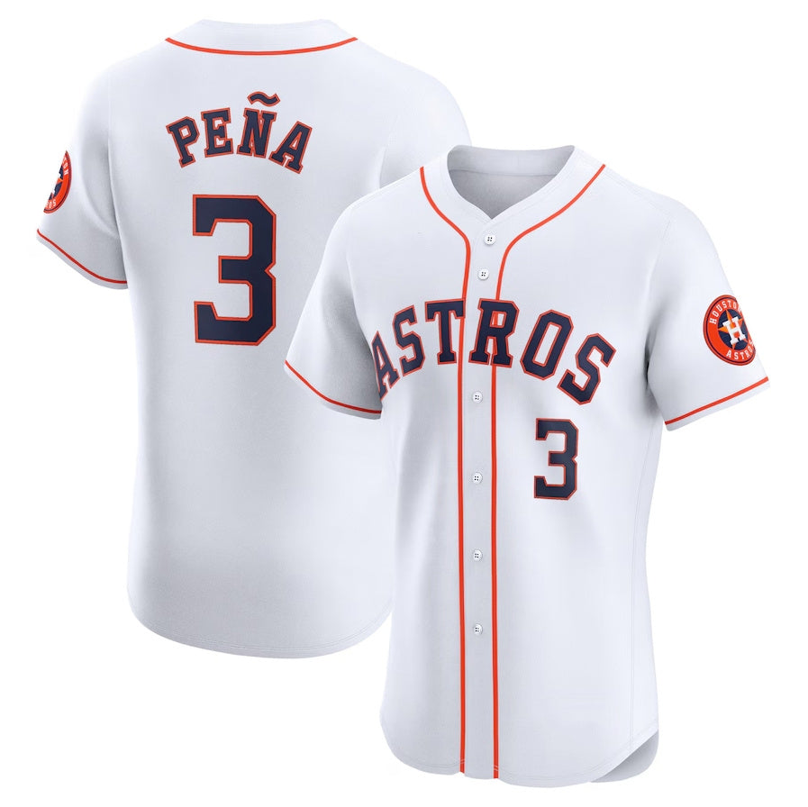 Houston Astros #3 Jeremy Peña Home Elite Player Jersey - White Stitched Baseball Jersey - Main View
