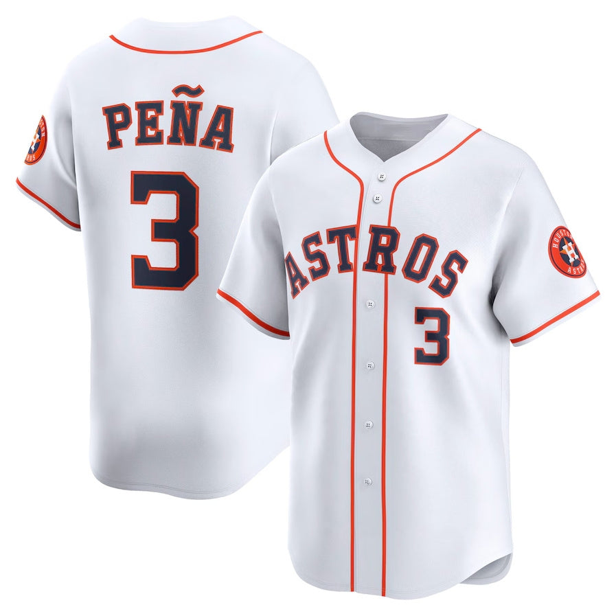 Houston Astros #3 Jeremy Peña Home Limited Player Jersey - White Stitched Baseball Jersey - Main View
