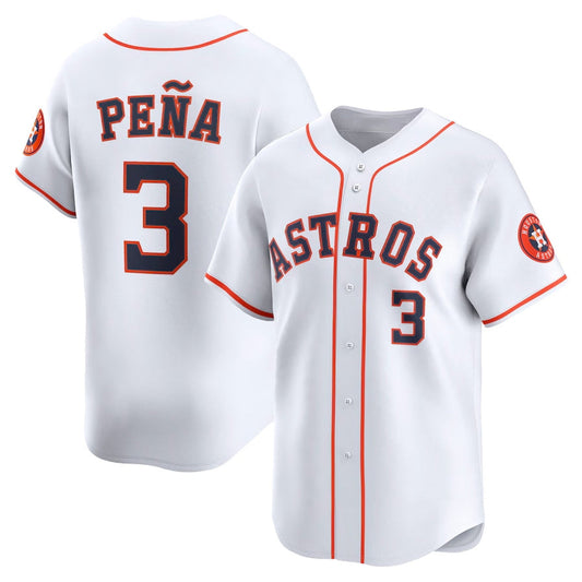 Houston Astros #3 Jeremy Peña Home Limited Player Jersey - White Stitched Baseball Jersey - Main View