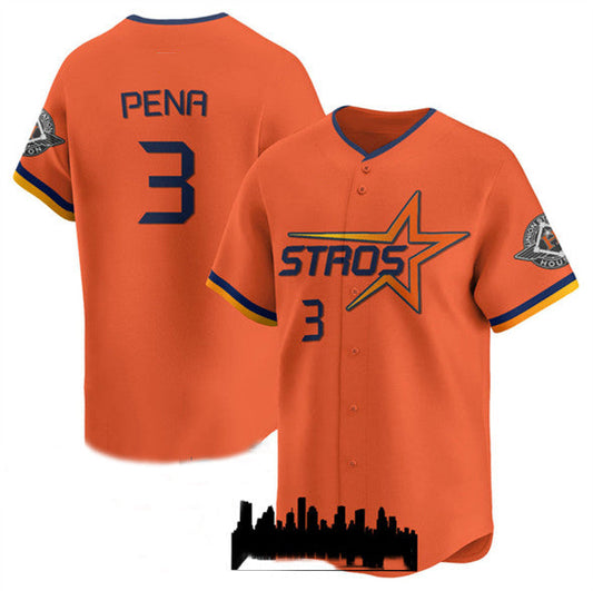 Houston Astros #3 Jeremy Pena Orange 2025 City Connect Limited Stitched Baseball Jersey - Main View