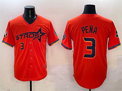 Houston Astros #3 Jeremy Pena Orange 2025 City Connect With Texas Patch Limited Stitched Baseball Jersey - Main View