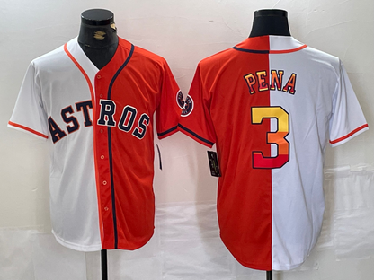 Houston Astros #3 Jeremy Pena White Orange Split Stitched Baseball Jersey - Main View
