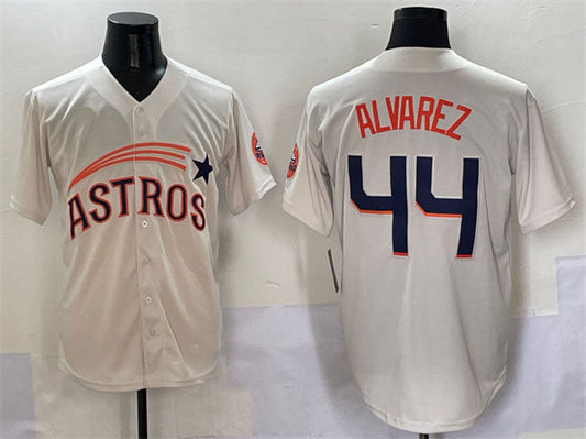 Houston Astros #44 Yordan Alvarez Cream Throwback Cooperstown Collection Limited Stitched Baseball Jersey - Main View