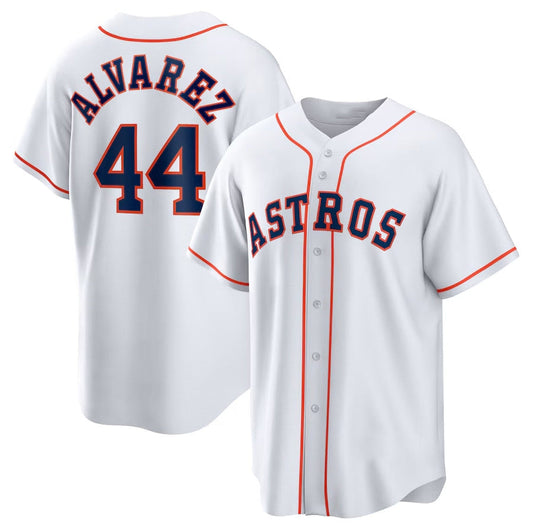 Houston Astros #44 Yordan Álvarez Home Replica Player Jersey - White Stitched Baseball Jersey - Main View