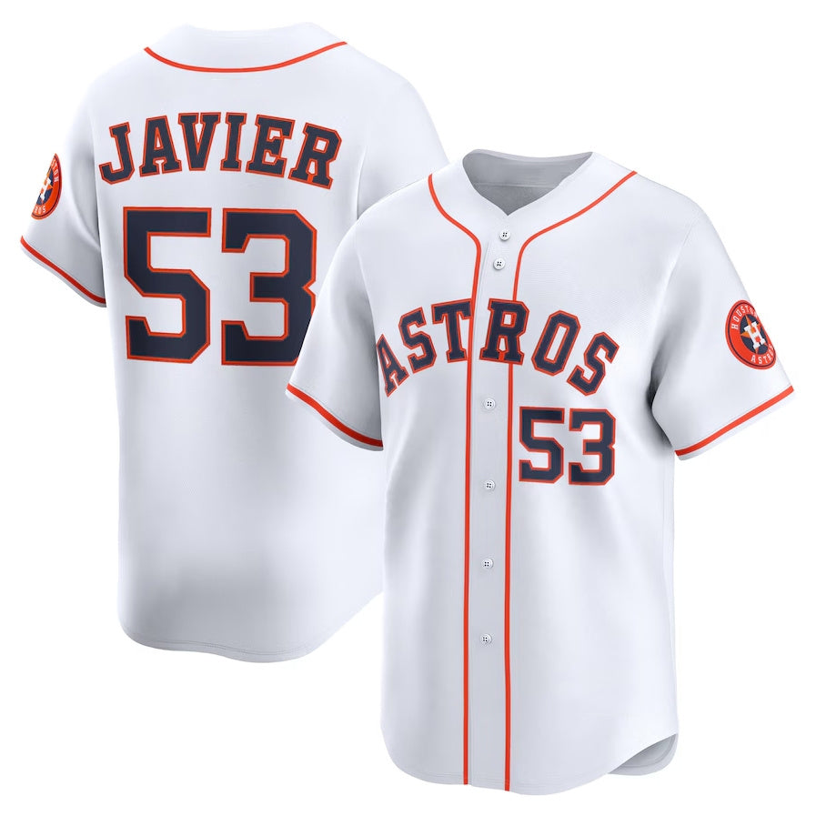 Houston Astros #53 Cristian Javier Home Limited Player Jersey - White Stitched Baseball Jersey - Main View