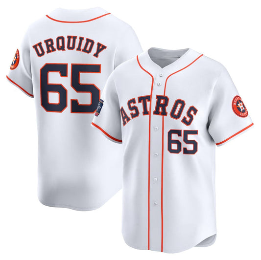 Houston Astros #65 Jose Urquidy 2024 World Tour Mexico City Series Home Limited Player Jersey - White Baseball Jerseys - Main View