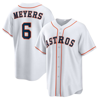 Houston Astros #6 Jake Meyers Home Replica Jersey - White Stitched Baseball Jersey - Main View
