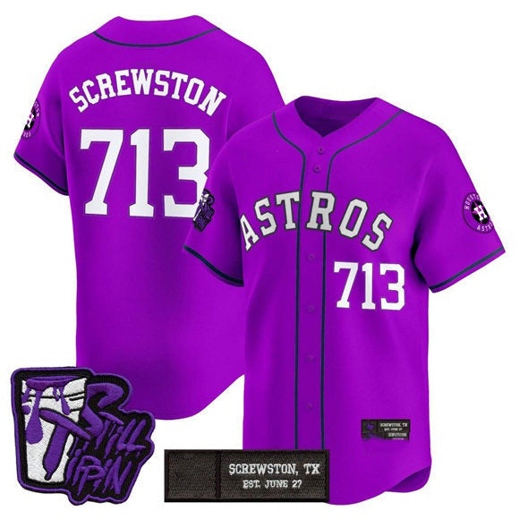 Houston Astros #713 DJ Screw Still Tippin Purple Patch Vapor Limited Stitched Baseball Jersey - Main View