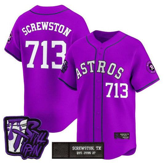 Houston Astros #713 DJ Screw Still Tippin Purple Patch Vapor Limited Stitched Baseball Jersey - Main View