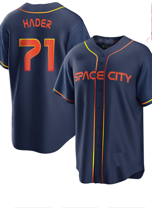 Houston Astros #71 Josh Hader 2022 Navy Blue City Connect Cool Base Stitched Jersey Baseball Jersey - Main View