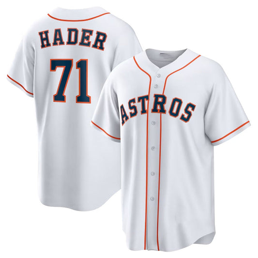 Houston Astros #71 Josh Hader Home Replica Player Jersey - White Stitched Baseball Jersey - Main View