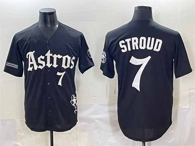 Houston Astros #7 C.J. Stroud Black Gothic 'Houston Born Barrio Raised' Limited Stitched Baseball Jersey - Main View