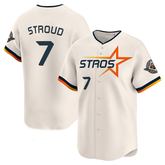 Houston Astros #7 C.J. Stroud Cream 2025 City Connect Limited Stitched Baseball Jersey - Main View